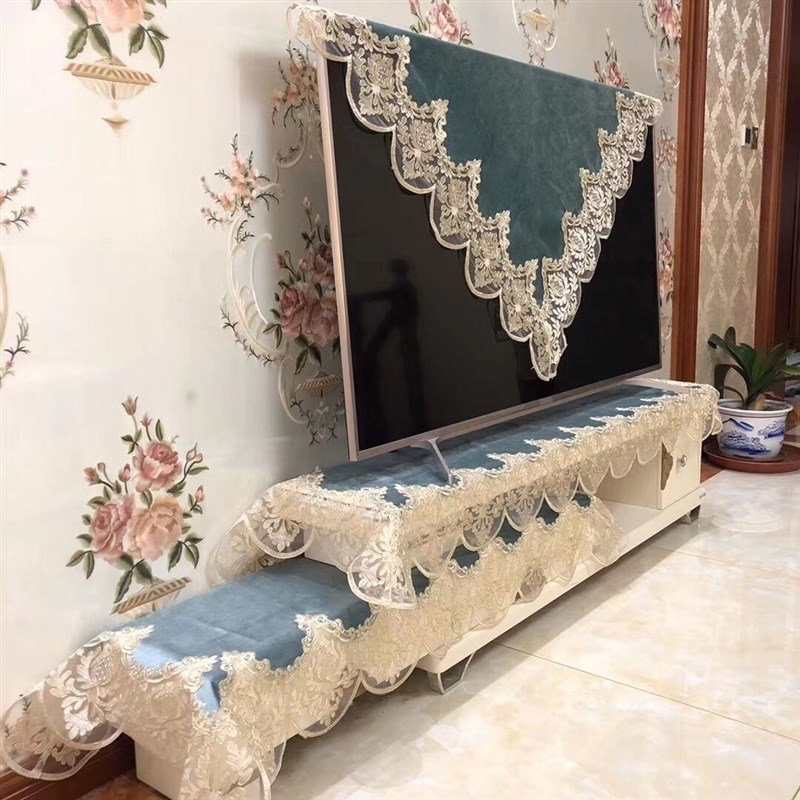 电视柜桌布布艺蕾丝花边欧式客厅家用F长方形斗柜钢琴鞋柜台布盖