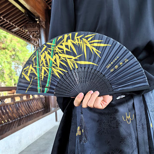 古风扇子折扇中国风女汉服舞蹈折叠扇随身携带素雅古装全竹骨竹扇