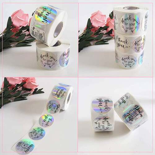 亚马逊速卖通彩色镭射PRETTY THINGS THAK YOU感谢礼品标签贴纸