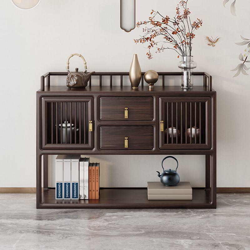 新中式餐边柜实木客厅储物柜玄关乌金木靠墙装饰鞋柜茶水柜置物架
