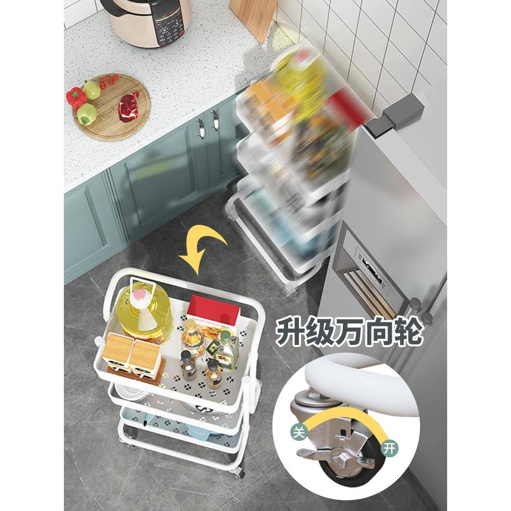 厨房置物架落地多层蔬菜篮收纳储物架子可移动小推车用品家用大全