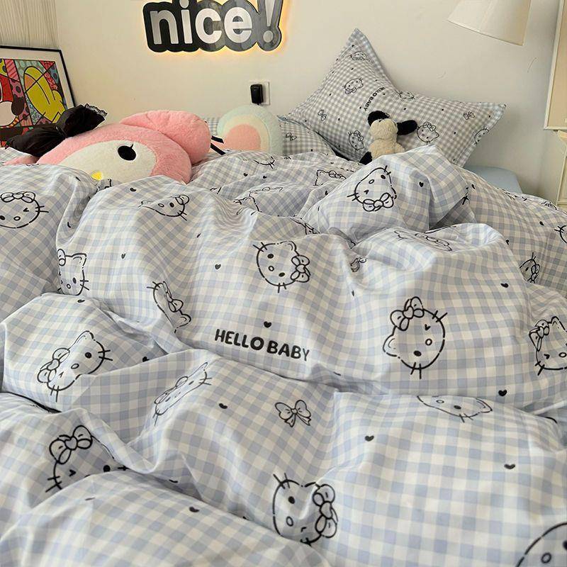 小清晰学生宿舍床单三件套四件床上用品套被套被罩单人枕套二件套