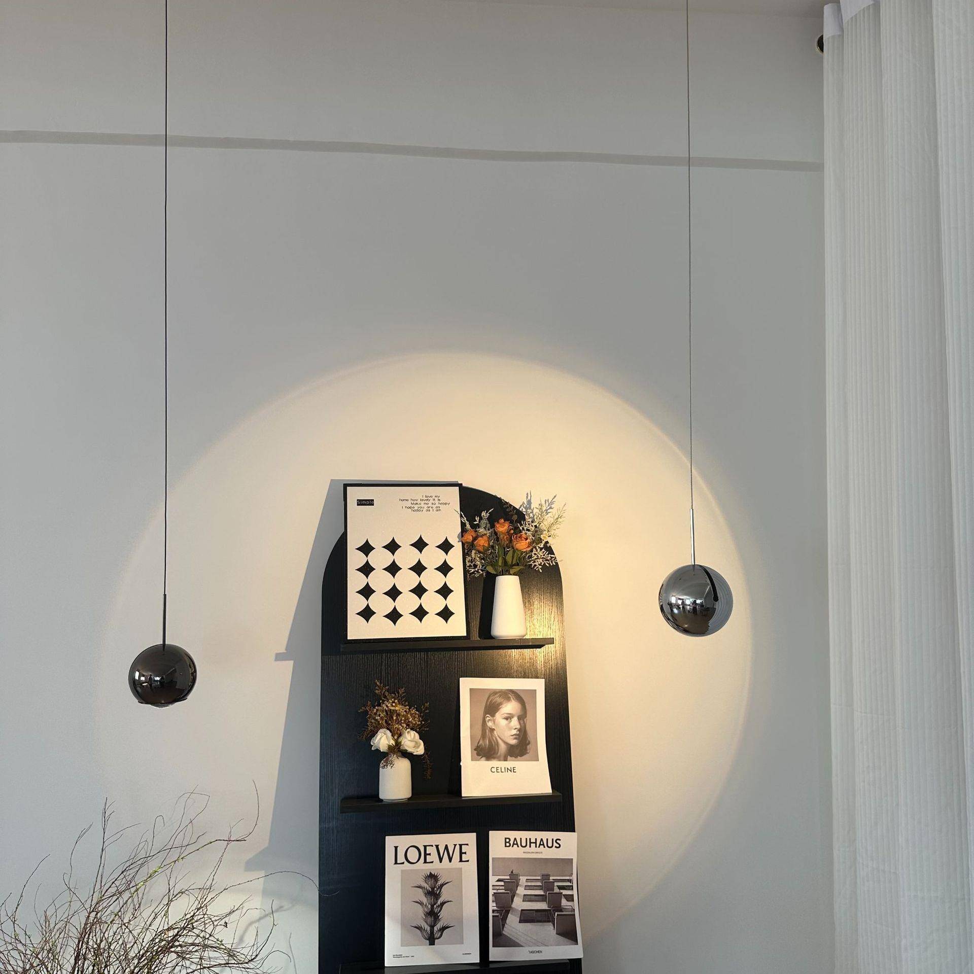 意式极简可升降床头小吊灯卧室现代简约长线球形轻奢餐厅吧台吊灯