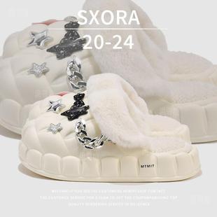 防水居家厚底加绒包跟学生宿舍可爱室内保暖棉鞋 eva棉拖鞋 女冬季