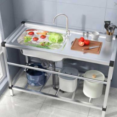 厨房不锈钢水槽水池洗菜盆洗碗池槽带支架工作台洗手台盆家用