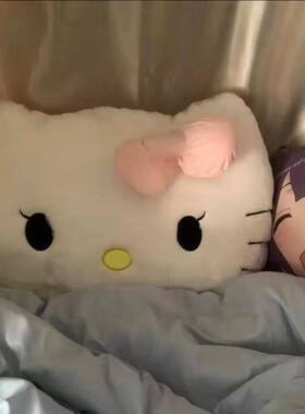 毛绒kt猫靠枕床头靠垫宿舍大靠背垫汽车抱枕可爱女生沙发座椅护腰