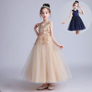 2020春夏新款 超洋气宝宝连衣 儿童女礼r服公主裙花童婚纱裙中长款