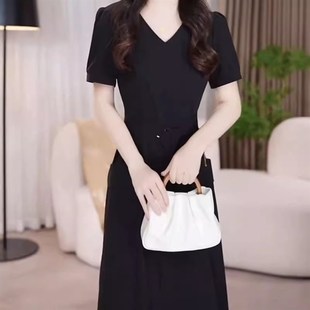 F时尚 女装 气质减龄显瘦妈妈礼服裙 新款 冰丝四面弹连衣裙2025夏季