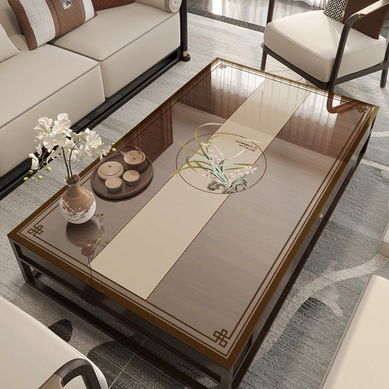 新中式PVC透明桌垫软玻璃隔热垫高级感水晶板防油防水防尘茶几垫,居家布艺,茶几垫,淘宝优惠券,粉丝福利购,淘宝优惠卷