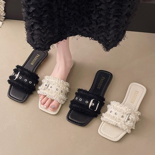 绝美平底凉拖鞋 41一43法式 女夏外穿配裙子休闲Z海边沙滩 女鞋 大码