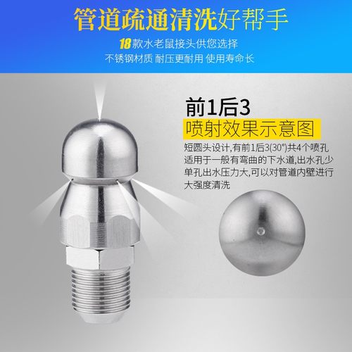 高压清洗机洗车机下水q道管道疏通头水老鼠头通管道冲洗清洗喷嘴