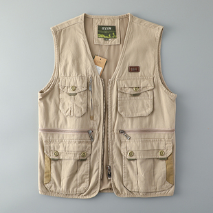 多兜坎 马甲男多口袋潮牌户外钓鱼战术背心外贸男Y装 美式 复古工装