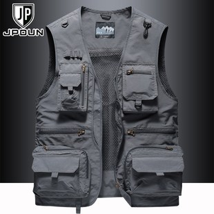 户外多口袋马甲男工装 坎U肩订制Log 机能背心春秋钓鱼摄影马夹大码