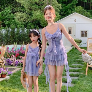 连体裙式 高r颜值时尚 女童公主洋气海边家庭 亲子泳衣母女韩版 新款