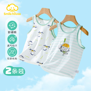 小男孩坎肩男Y宝宝纯棉夏 小童衣服薄款 儿童背心男童无袖 上衣夏季