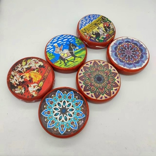 新疆民族乐器舞蹈演出彩绘牛皮手鼓酒H店餐厅墙壁装饰挂摆件纪念