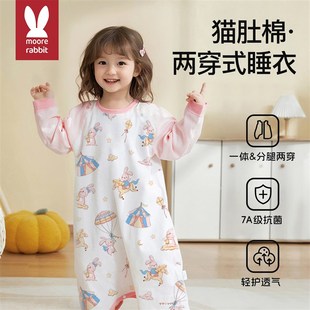 儿童睡衣公主风睡袍空调 长袖 女童睡裙夏季 纯棉女孩宝宝2025B新款