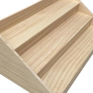 木架展示架实木梯形化妆品毛绒公仔饰品收纳手办架子桌面摆放台用