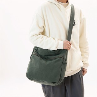 背不烂日系复古百搭水洗帆布邮z差包男大学生单肩斜挎包女休闲背