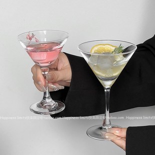 马天尼杯鸡尾酒杯三角杯玻璃酒杯水晶H高脚杯酒吧杯杯子古典调酒