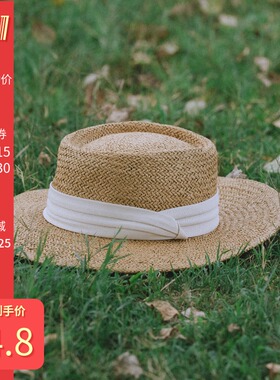 梦的马平顶帽云南度假草帽沙滩草原E旅游森系复古礼帽防晒遮阳宽