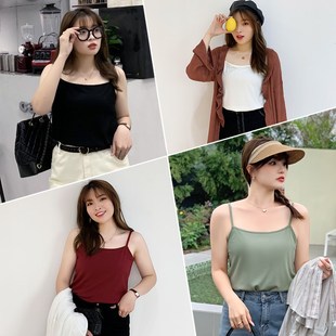 打底衫 大码 韩系简约无袖 纯色坑条吊带n背心2024新款 内搭90059 女装
