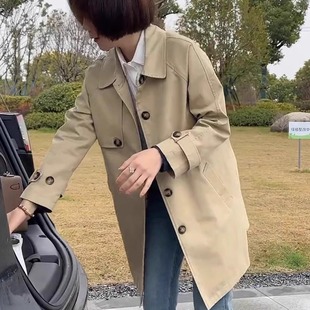 宽松英伦风小个子大衣 韩版 休闲气质中长款 风衣外套女2024春秋新款
