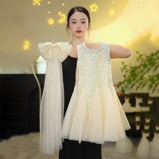 小女孩洋气超仙公主 儿童亮B片网纱裙夏装 女童夏季 连衣裙2024新款