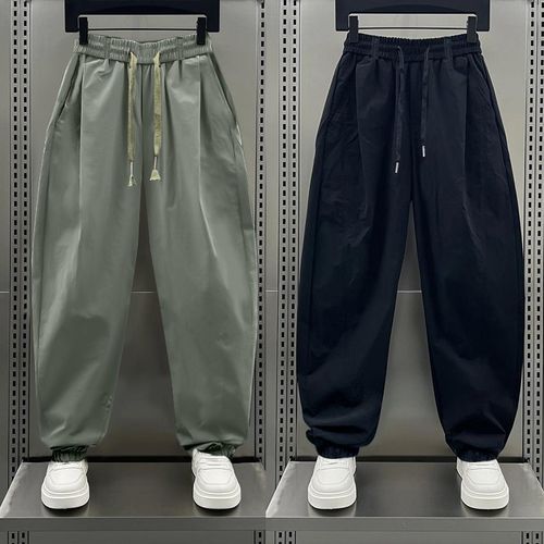 2025夏季薄款k新款男士简约纯色设计感休闲裤百搭高级感束脚阔腿