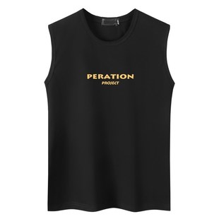 男t恤 健身背S心加肥大码 夏季 宽松砍袖 潮汗 弹力薄款 胖子纯棉无袖