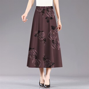 夏天A字裙子中长裙半裙 垂感复古碎花o裙半身裙女2025新款 大码 女装