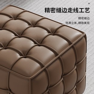 真皮沙发凳卧室梳妆台客厅家用z魔方凳高级感方块创意脚踏换鞋 矮
