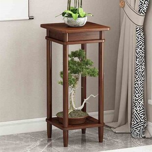 绿萝花台 饰品摆件花盆架子实木新中式 室内花架落地式 置物架客厅装