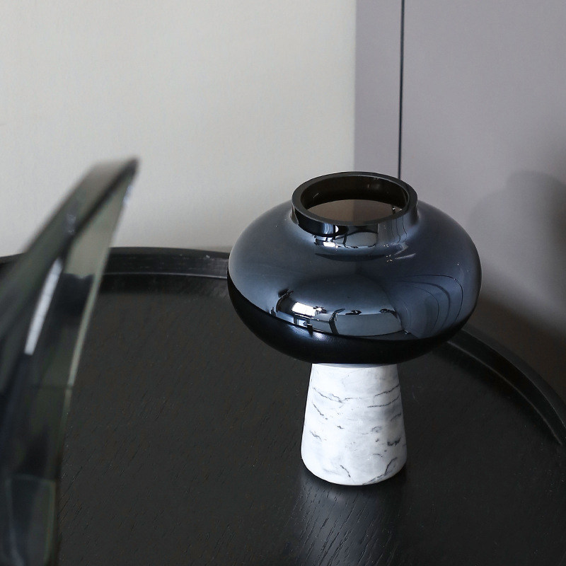 轻奢风大理石花瓶摆件样板房间客厅玻璃插花瓶软装饰品设计师创意,家居饰品,花瓶,淘宝优惠券,粉丝福利购,淘宝优惠卷