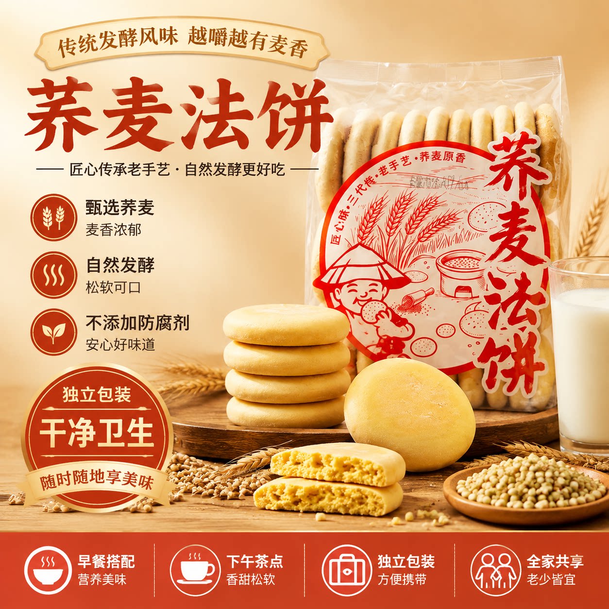 湖南特产正宗老面荞麦法饼