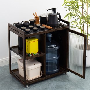 一体泡茶台 移动茶桌阳台小茶台家用实木茶车全自动烧水壶茶具套装