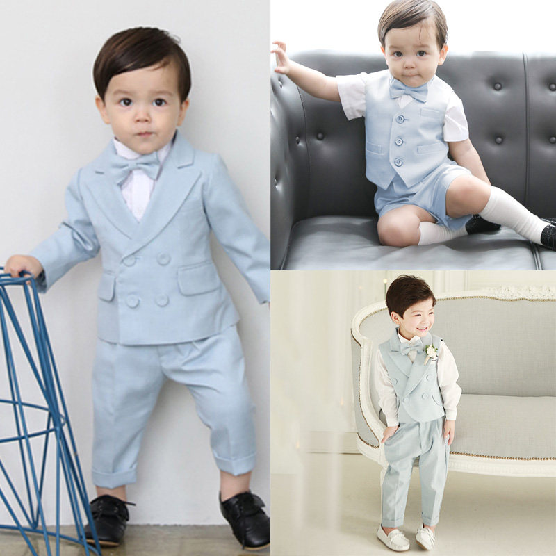 儿童西装套装男童英伦婴儿小西服小男孩宝宝正装生日周岁演出服夏