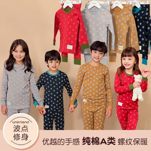 儿童内衣套装春季秋男童秋衣秋裤女童衬衣衬裤宝宝家居服波点红色