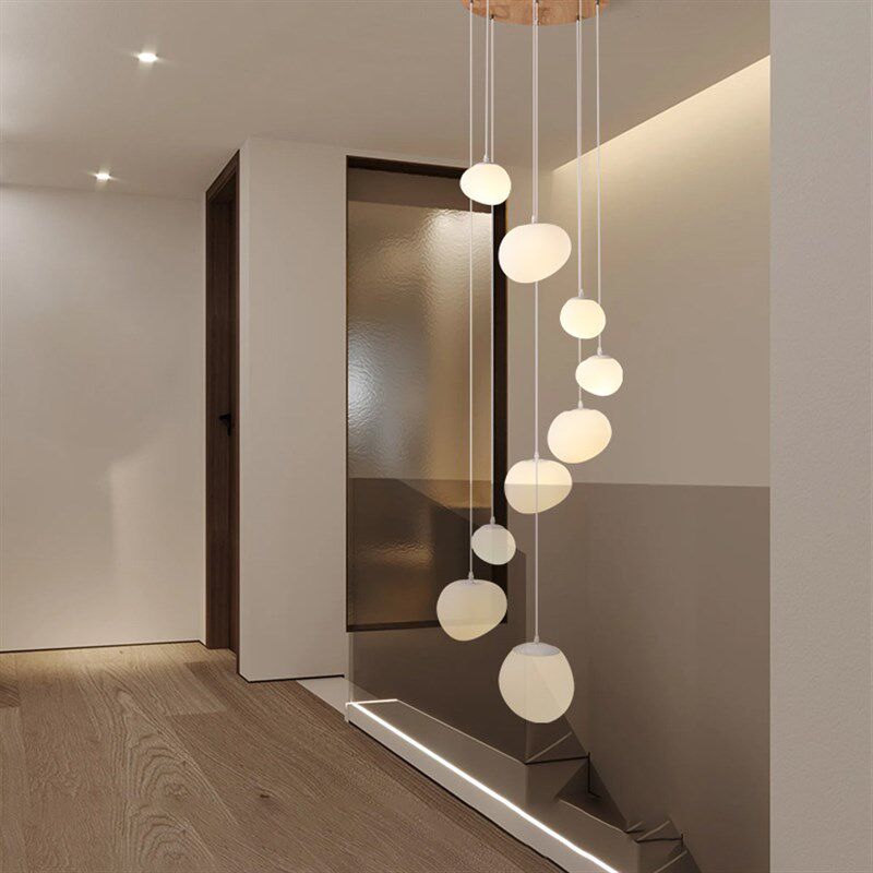 奶油风loft楼梯灯复式楼客厅灯中空挑空楼梯间公寓楼梯吊灯