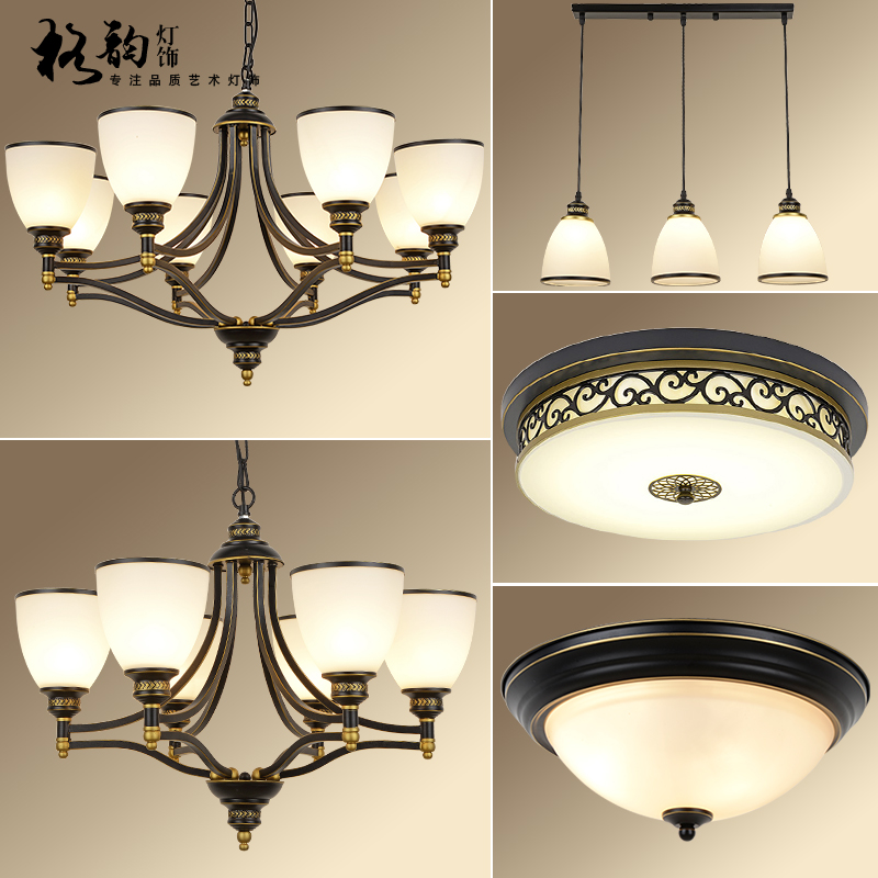 美式吊灯乡村铁艺复古灯简约客厅卧室餐厅书房田园灯艺术全屋