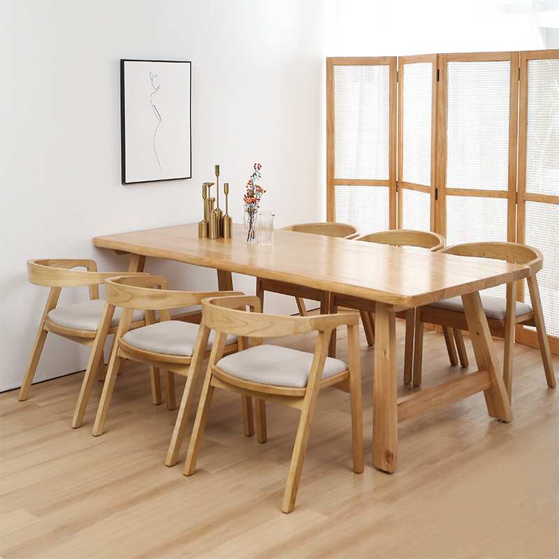 原木实木餐椅休闲客长桌子韩式餐厅家用吃饭餐桌田园风民宿餐桌椅
