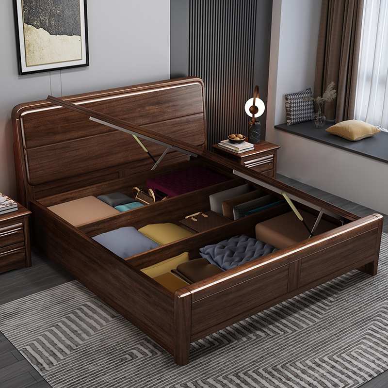 新中式1米5全实木床榫卯结构主卧2025年新款现代简约主卧床加床垫