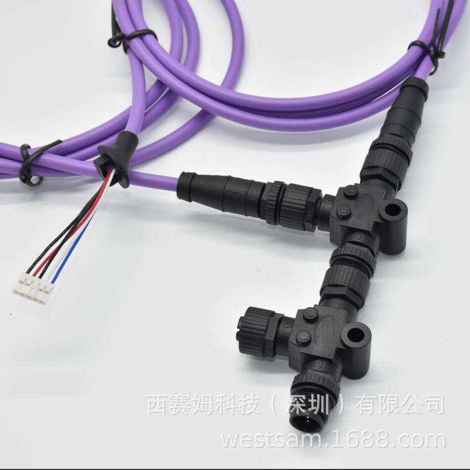 深圳厂家 ip67传感器塑胶 防水连接器A编码M12 船舶电缆NMEA 2000