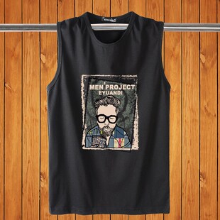 t恤宽松大码 青少年宽肩无袖 百搭外穿坎肩上衣 背c心男夏季 纯棉汗衫