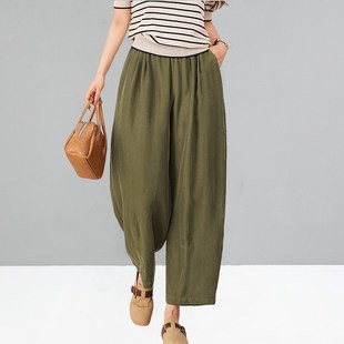 日系梨型身材Z裤 重磅真铜氨丝女裤 休闲抖抖裤 薄款 子哈伦 2024夏季