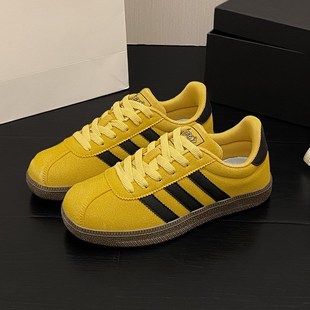 增高情侣 休闲板鞋 男款 黄色德训鞋 运动鞋 j子男鞋 2025新款 女 夏天鞋