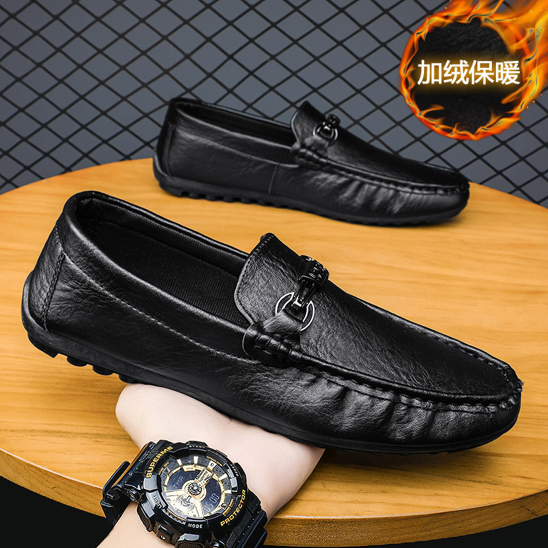 冬季男鞋商务休闲英伦一脚蹬黑色皮鞋开车豆豆鞋加绒保暖二棉鞋男,流行男鞋,棉鞋,淘宝优惠券,粉丝福利购,淘宝优惠卷