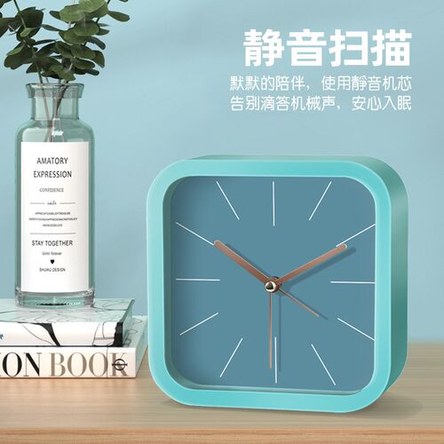 静音纯色创意闹j钟男孩简约卧室时钟桌面小闹钟学生用儿童床头钟