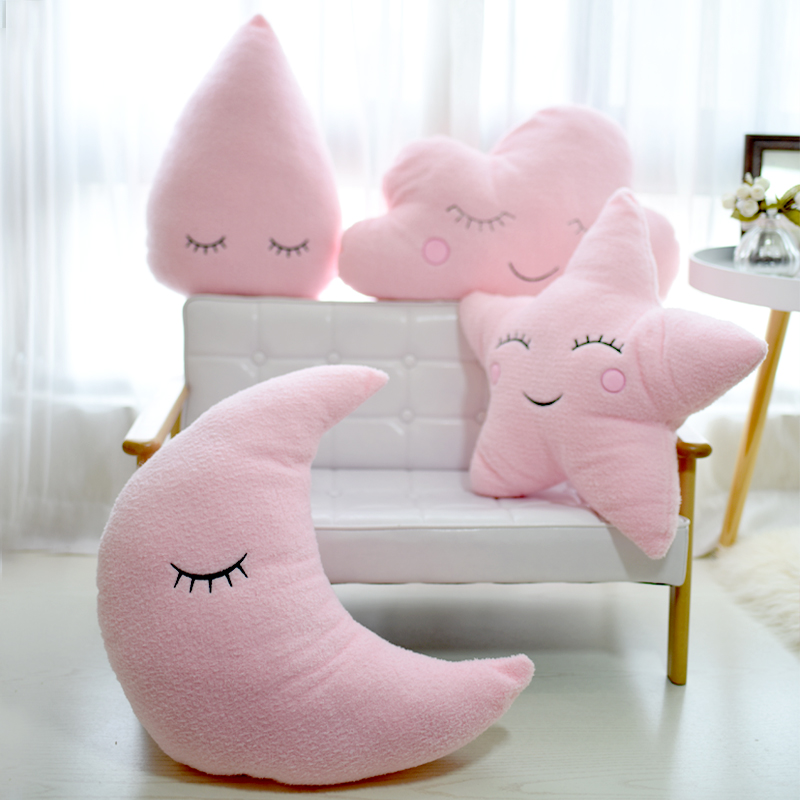 简约刺绣柔软可爱云朵q毛绒公主装饰抱枕沙发卧室儿童床靠垫靠垫