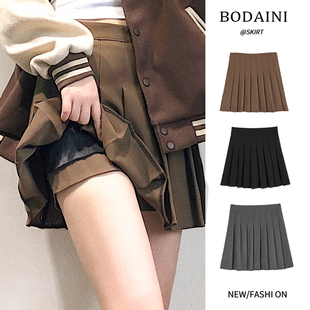 毛呢百褶裙女秋冬高腰半身裙2022新款小个子韩版学生短款a字短裙